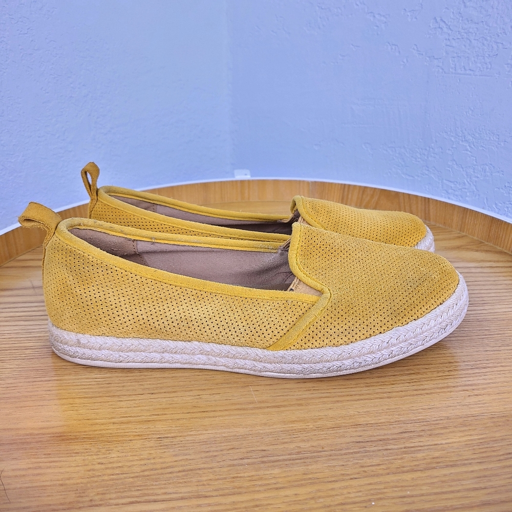 Clark's Azella Yellow Perforated Suede Espadrille Sneakers - Picture 2 of 10